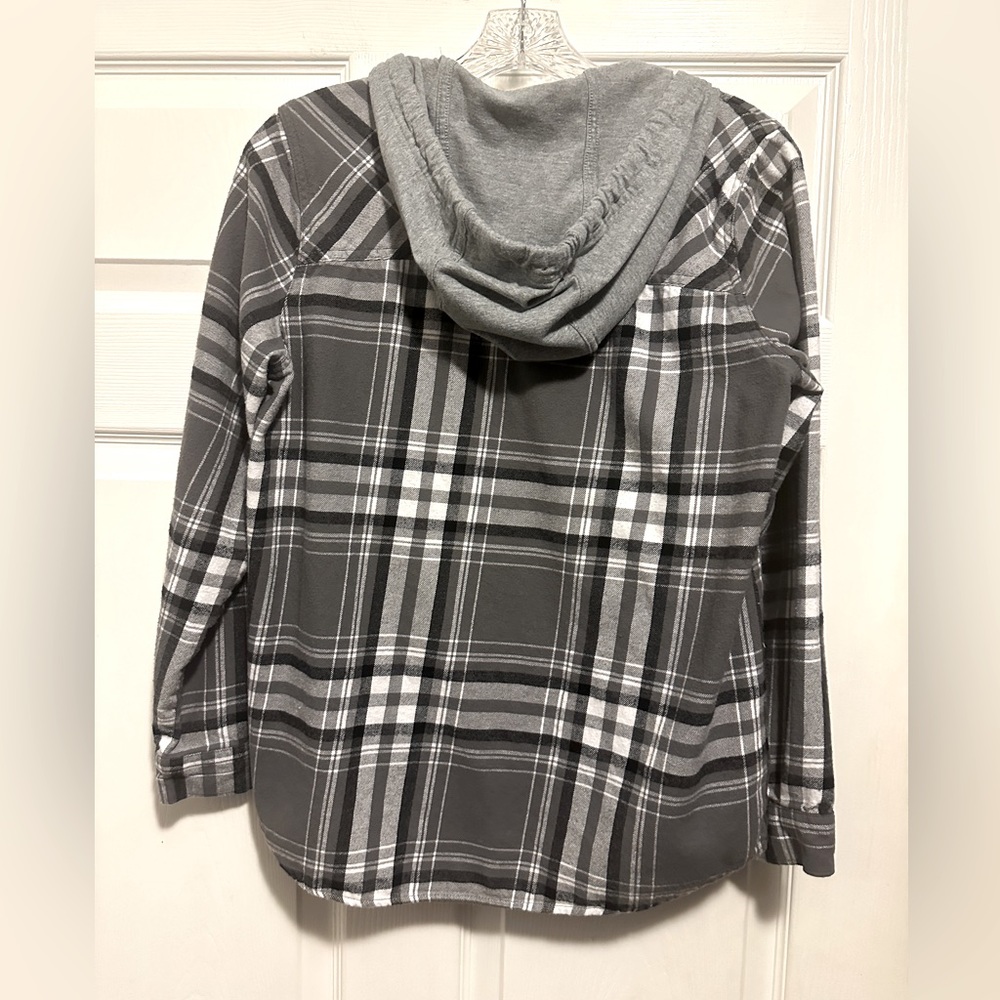 Cabela’s Natural Reflections gray/black/white hooded flannel shirt. Size… - Picture 4 of 8